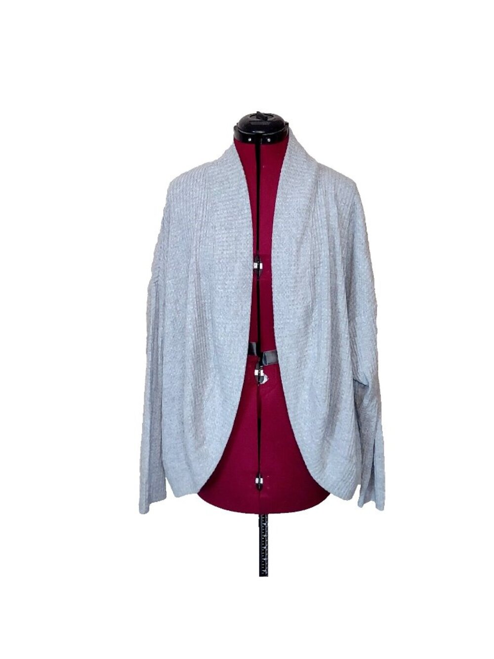SOCIALITE Women’s Gray Waffle Knit Cardigan Size Large Dolman Sleeve Open Front